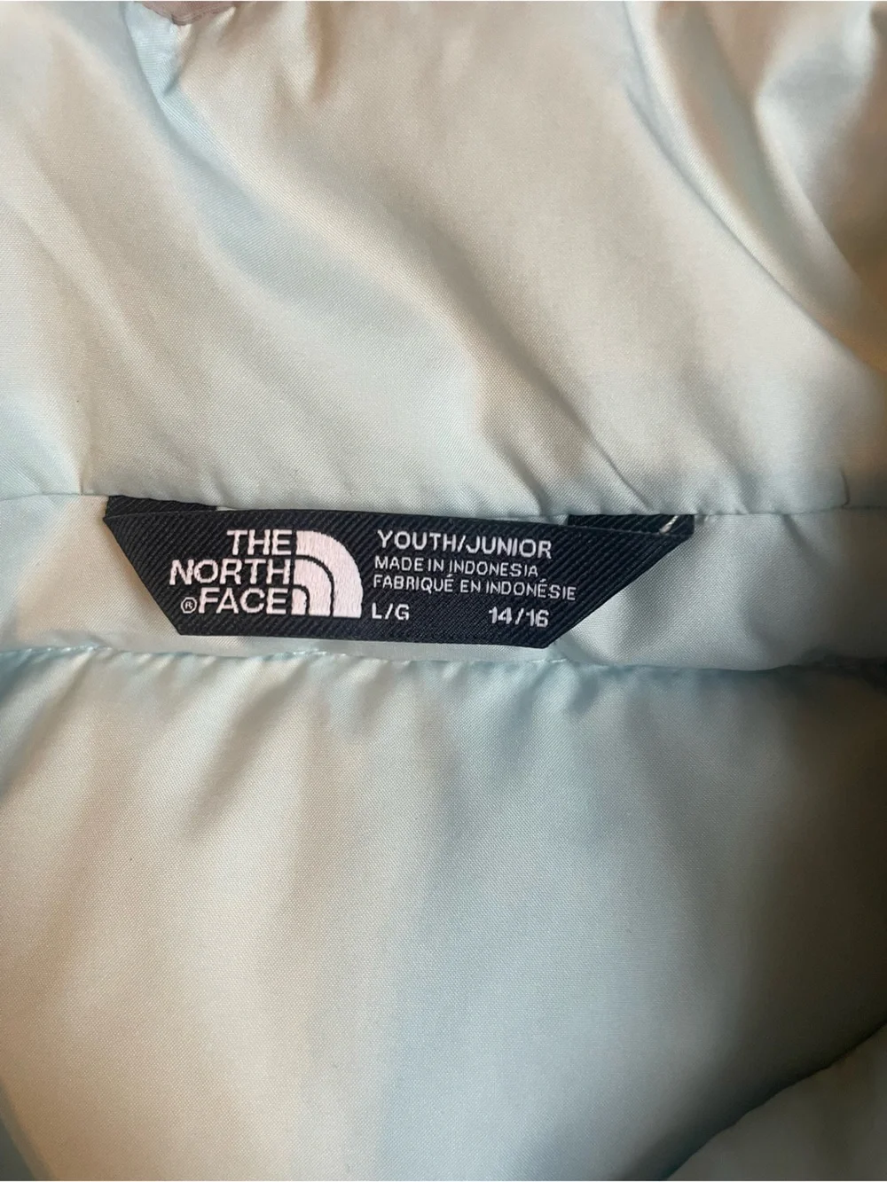 The North Face Girl’s Two-Tone Light Blue & Gray Puffer Jacket Size Large